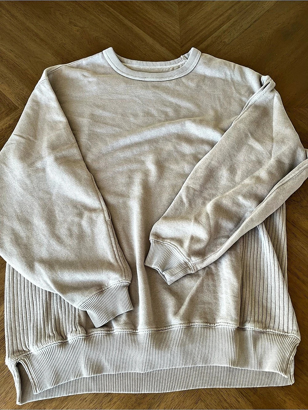 Aerie Ribbed Sweatshirt in Beige Size XS NWT